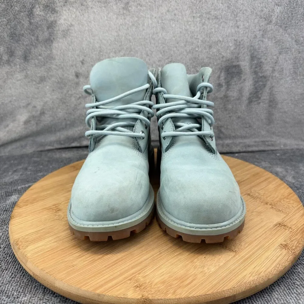 Timberland Nubuck Combat Boots Boys Size 3 Blue Ankle Lace Up Winter A1IHF